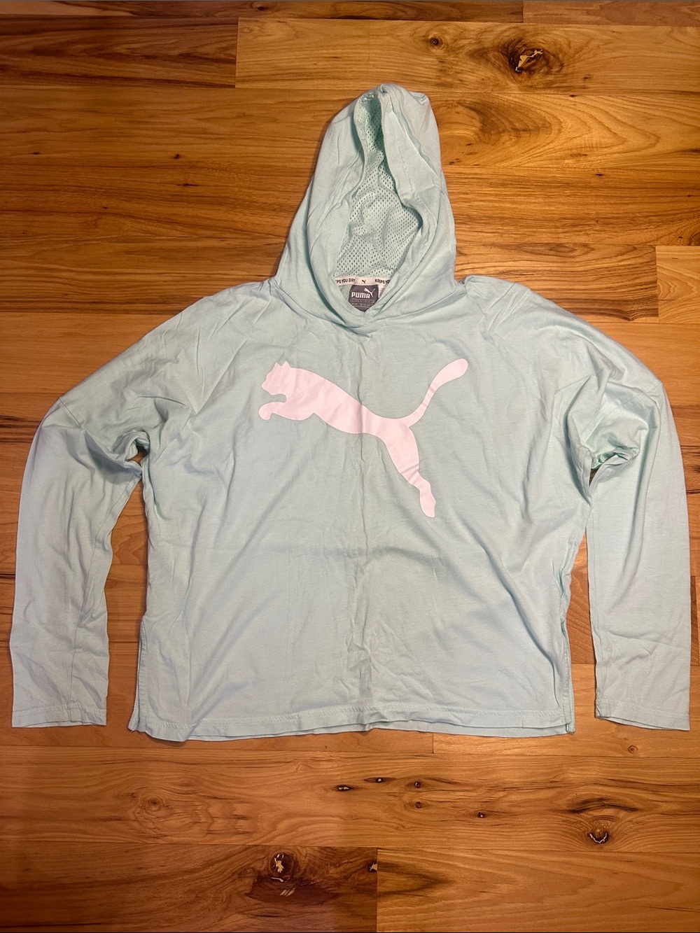 Puma Mint Green Hoodie with Pink Logo